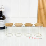 4’lü Bambu Kapaklı Cam Baharatlık Seti