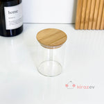 4’lü Bambu Kapaklı Cam Baharatlık Seti