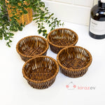 5 Parça Rattan Sunumluk Seti | Tepsili 4 Kase
