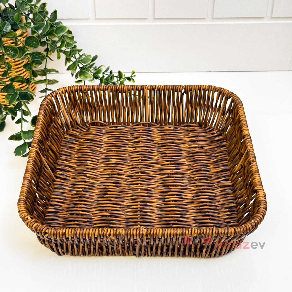 5 Parça Rattan Sunumluk Seti | Tepsili 4 Kase