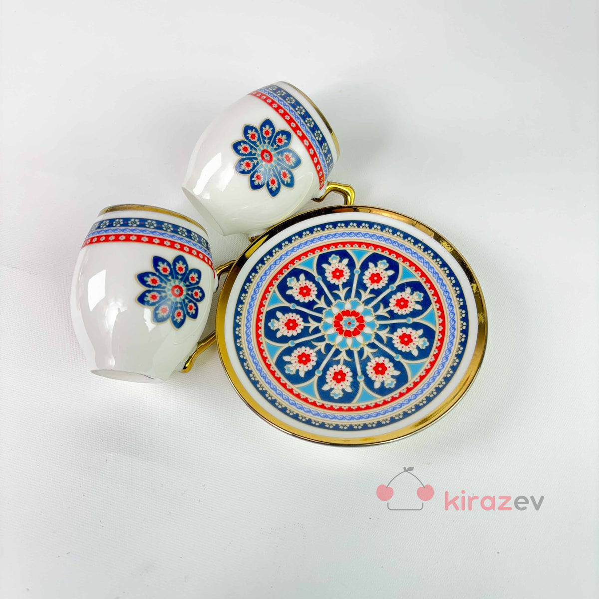 Türk Kahvesi Fincan Takımı - Porselen Motifli