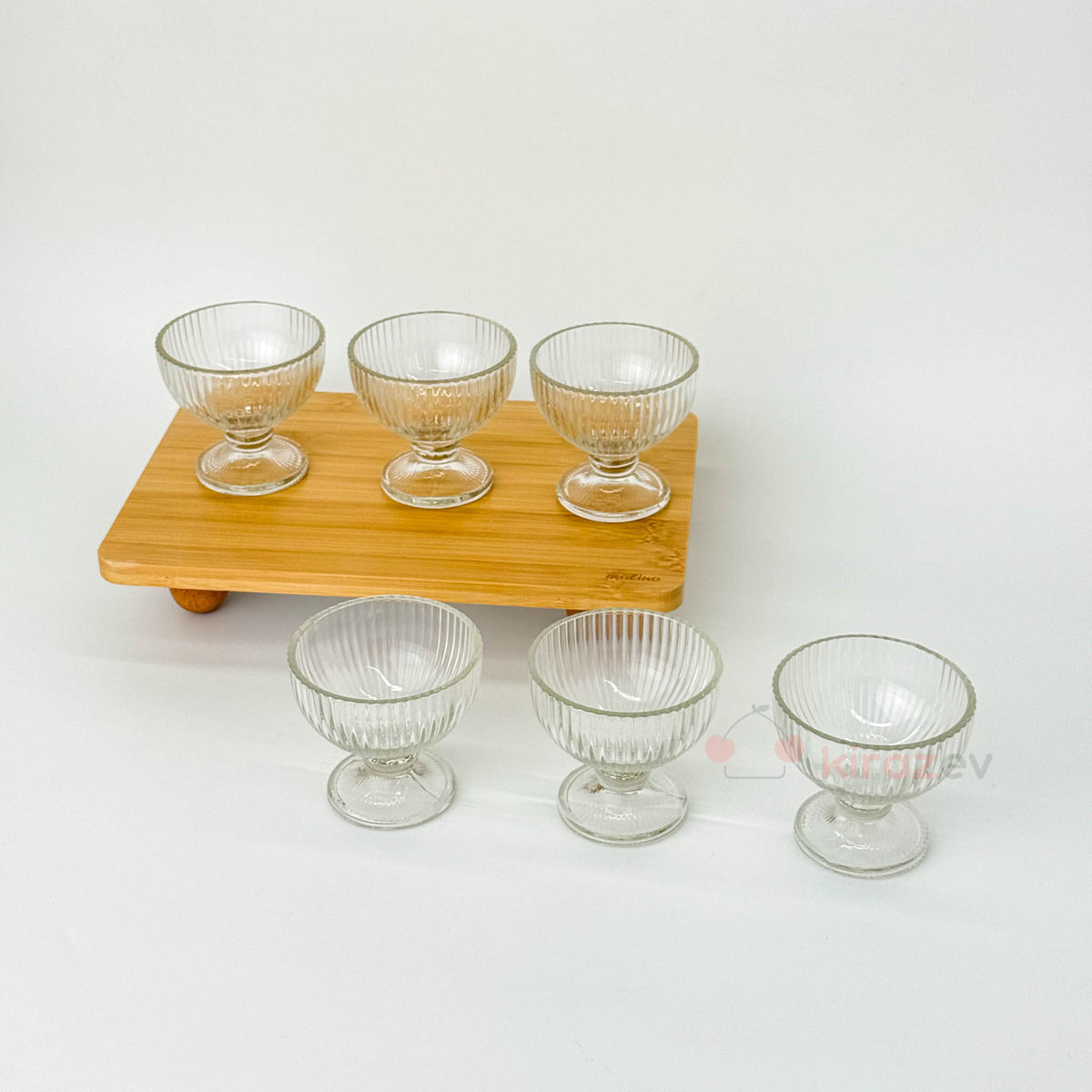 Çizgili Ayaklı Mini Kase Seti Sunumluk 6'lı