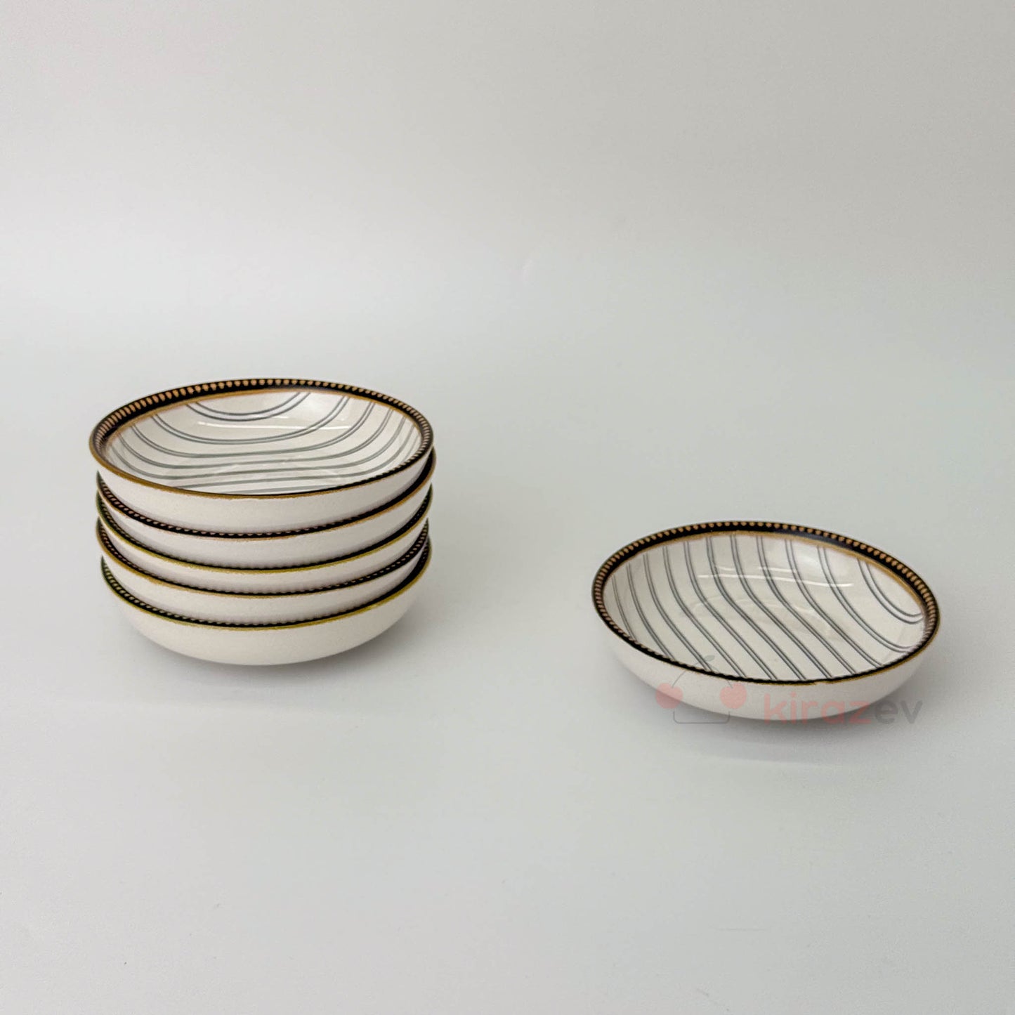 Çizgili Seramik Çerezlik Takımı 6'lı