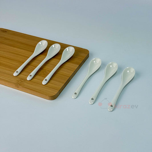 Porselen Tatlı Kaşığı Beyaz 6'lı