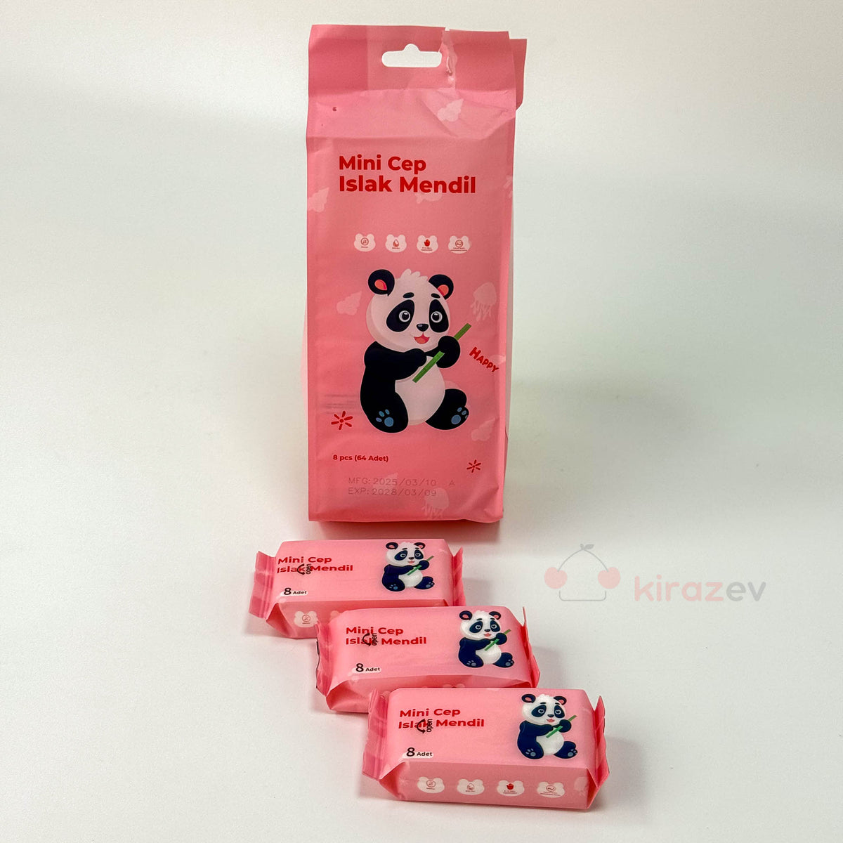 Mini Cep Islak Mendil Pembe 8'li