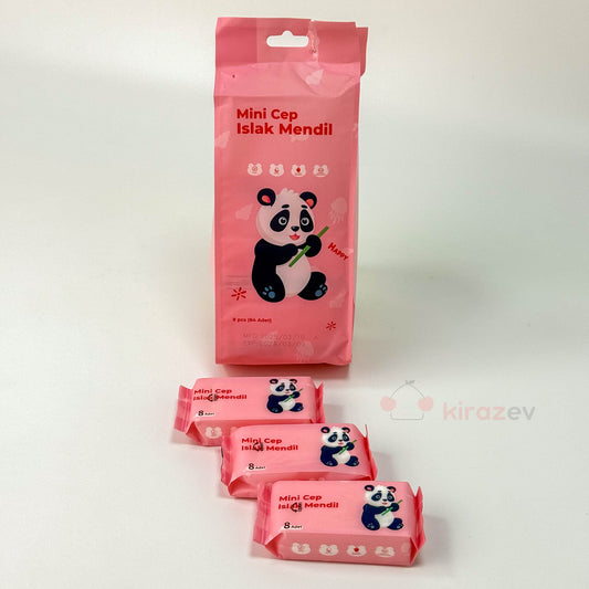 Mini Cep Islak Mendil Pembe 8'li