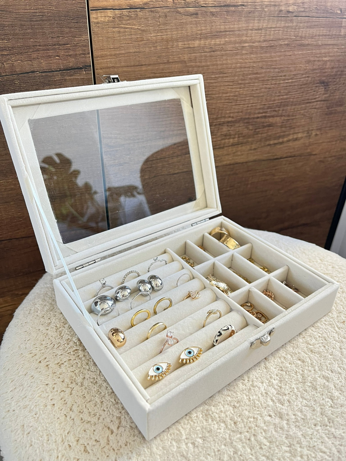 Şeffaf Bölmeli Mücevher Düzenleyici Takı Kutusu Organizeri