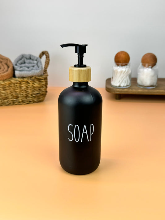 Soap Siyah Cam Sıvı Sabunluk