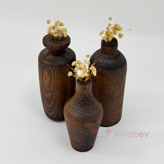 Ahşap Vazo Seti 3'lü