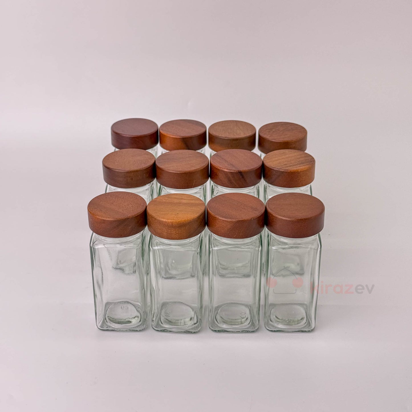 Akasya Kapaklı 12'li Cam Baharatlık Seti