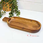 Akasya Kulplu Derin Sunumluk | Doğal Ahşap Servis Tabağı