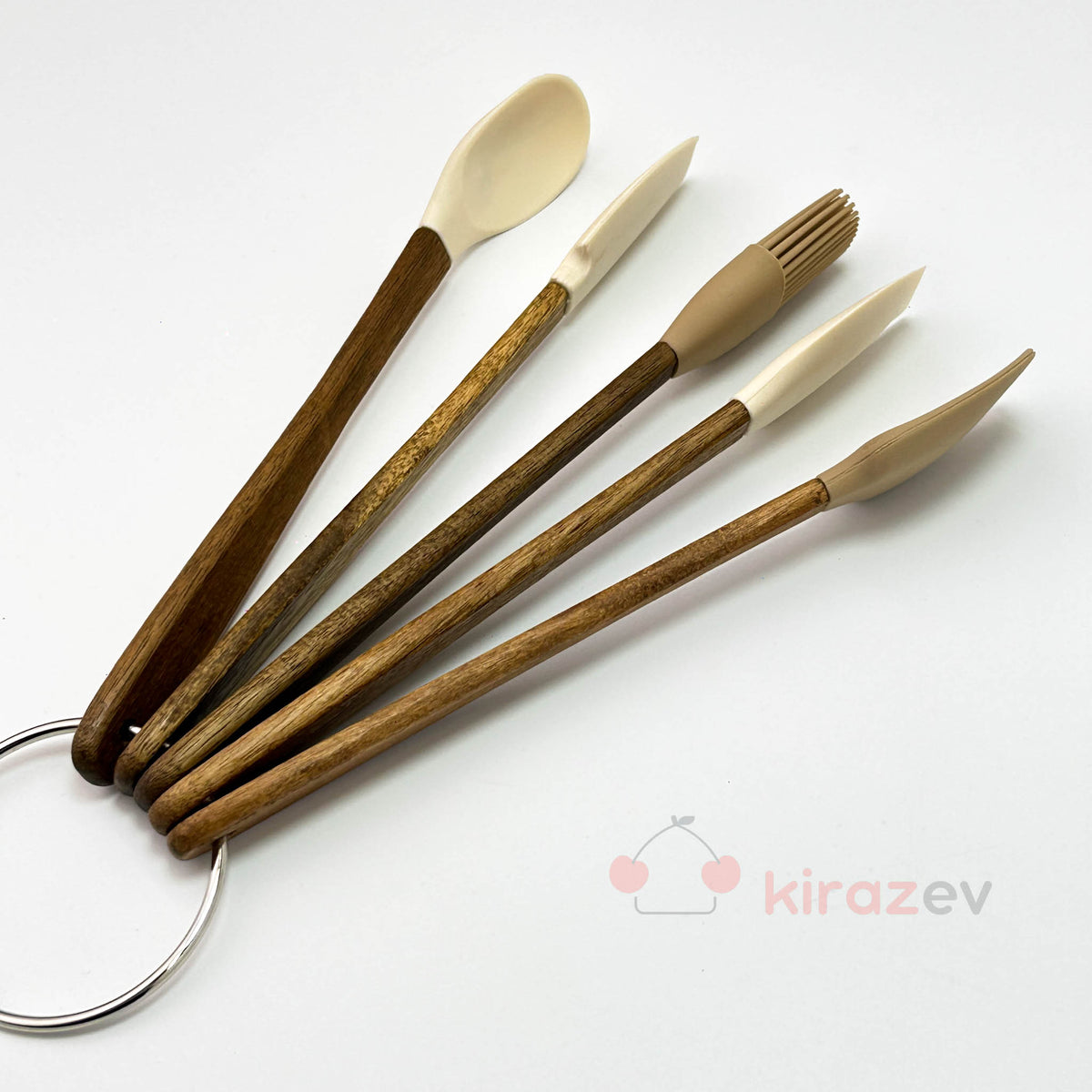 Akasya Saplı 5'li Silikon Kaşık & Spatula Seti