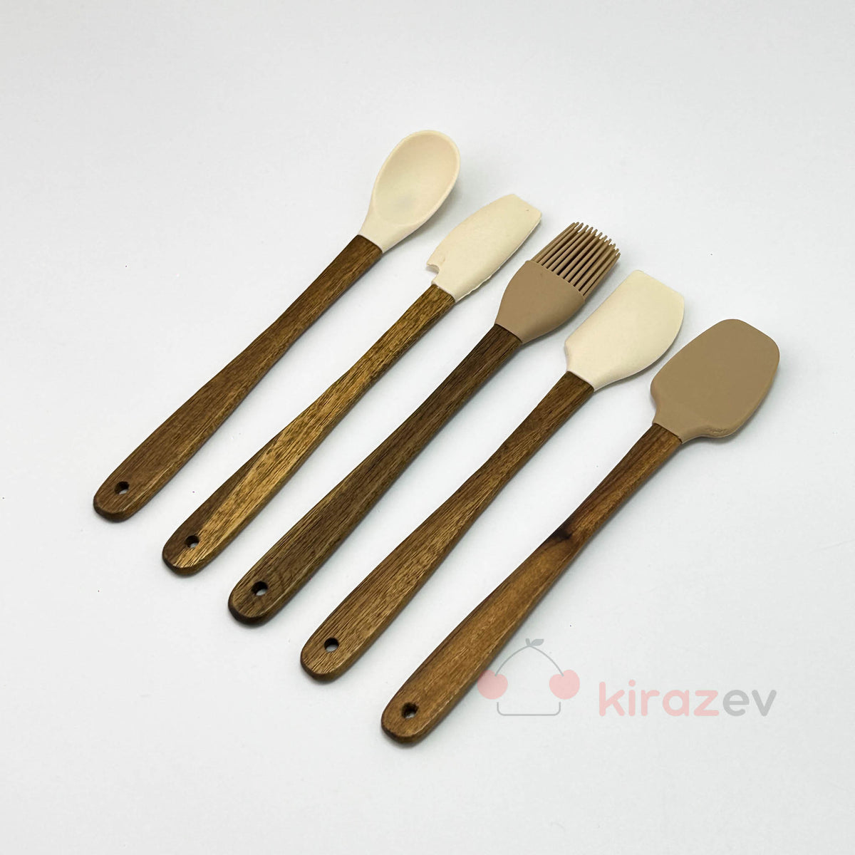 Akasya Saplı 5'li Silikon Kaşık & Spatula Seti