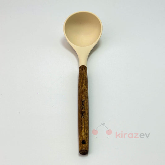 Akasya Saplı Krem Silikon Kepçe – Isıya Dayanıklı