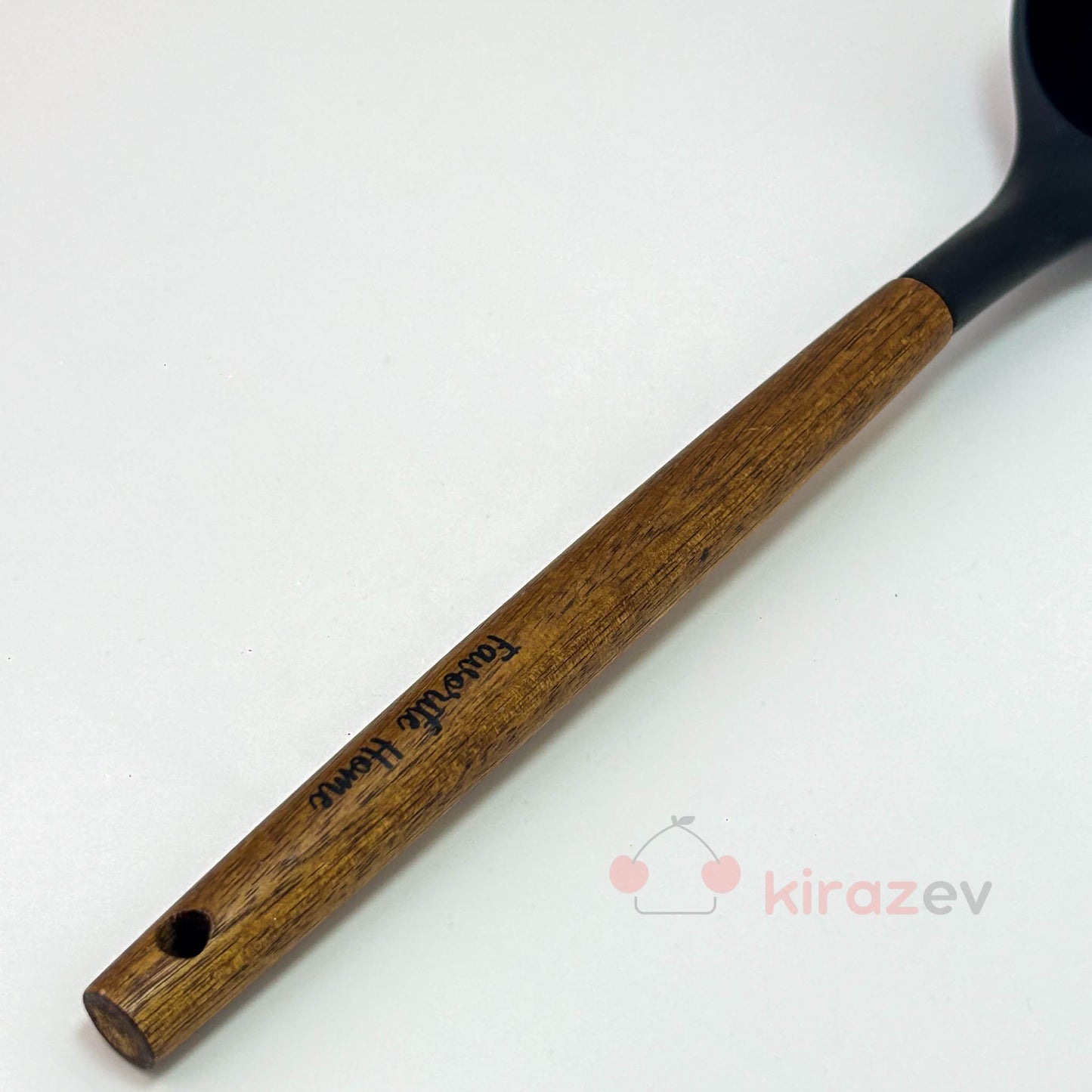 Akasya Saplı Siyah Silikon Kepçe – Isıya Dayanıklı