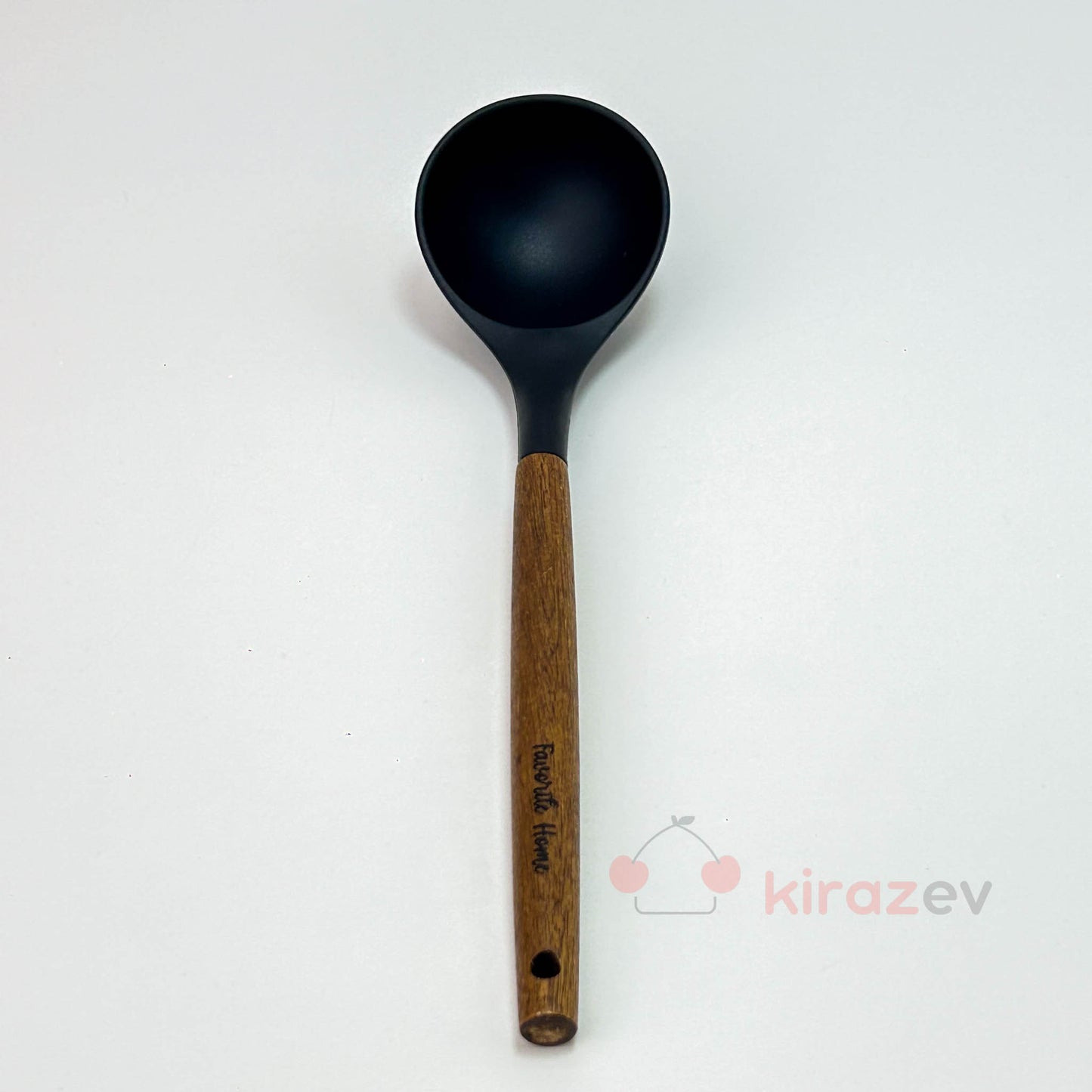 Akasya Saplı Siyah Silikon Kepçe – Isıya Dayanıklı