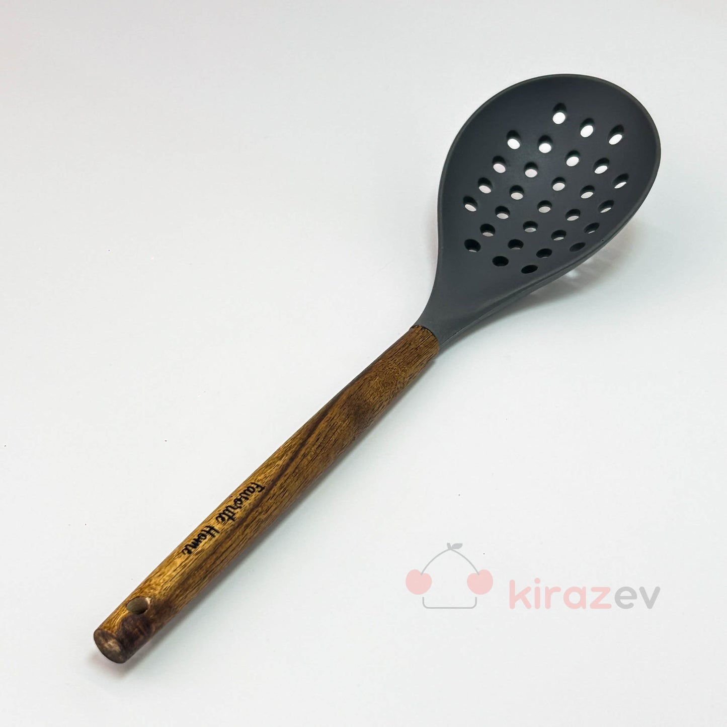 Akasya Saplı Gri Silikon Kevgir– Isıya Dayanıklı