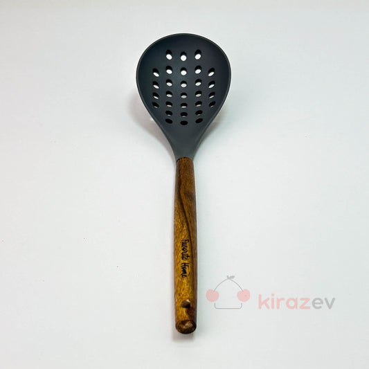 Akasya Saplı Gri Silikon Kevgir– Isıya Dayanıklı