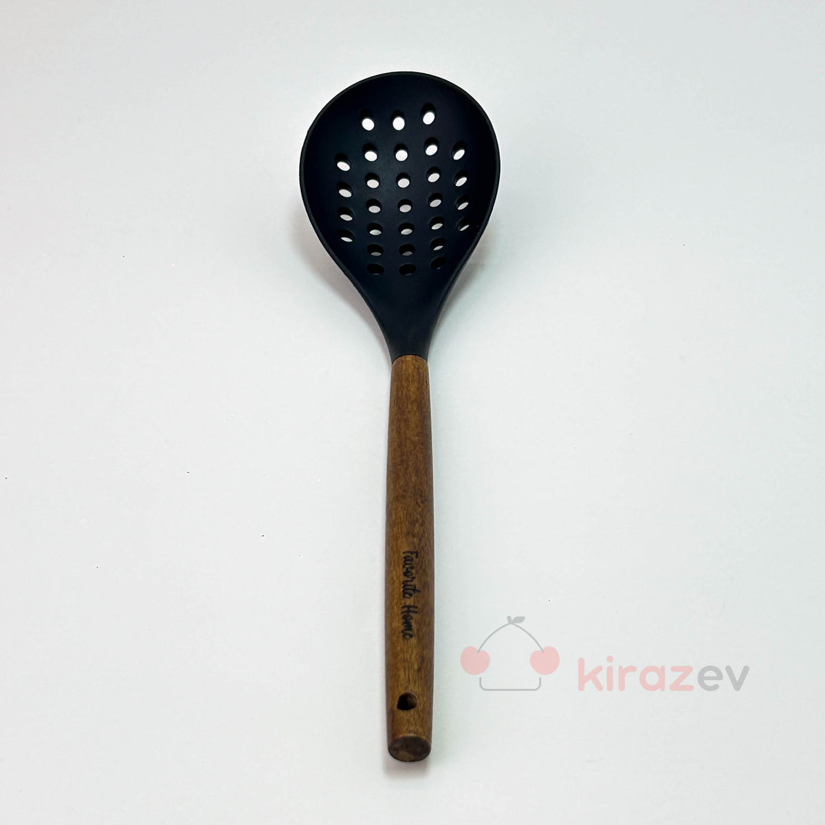 Akasya Saplı Siyah Silikon Kevgir– Isıya Dayanıklı