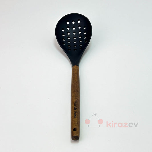 Akasya Saplı Siyah Silikon Kevgir– Isıya Dayanıklı