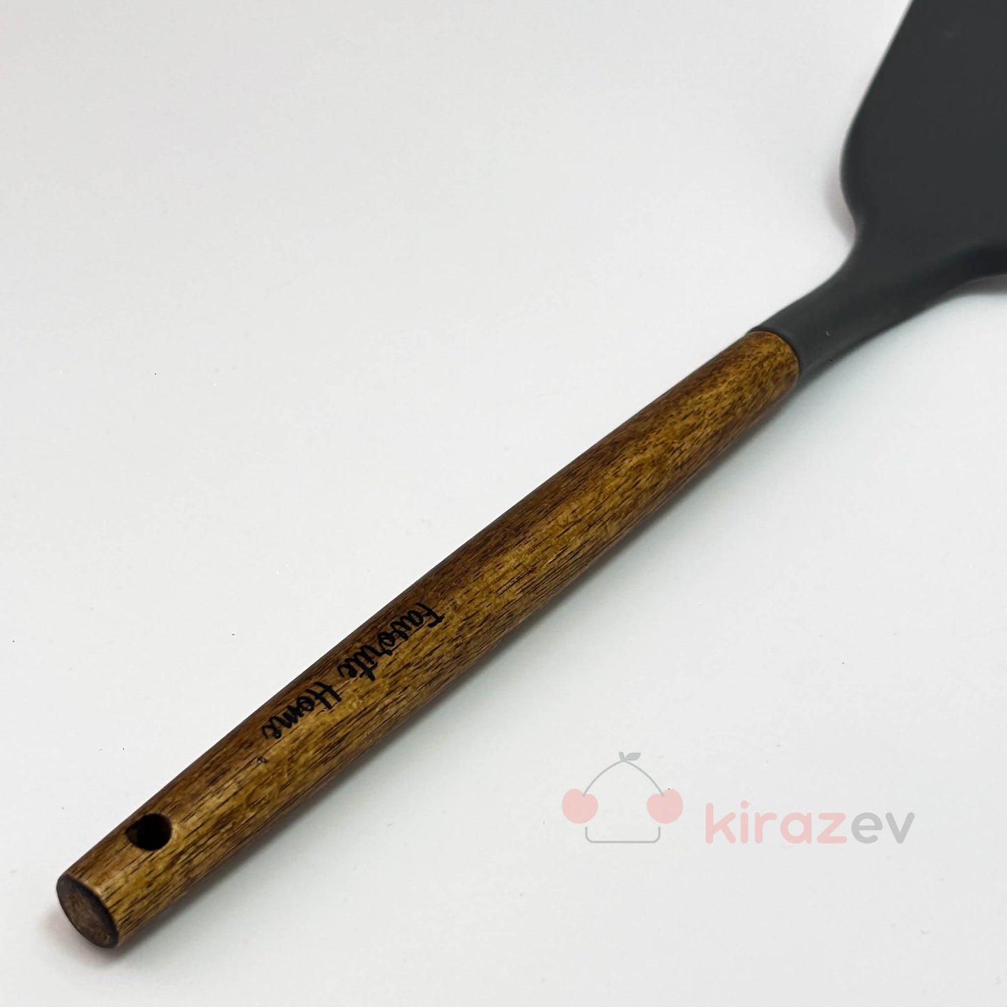 Akasya Saplı Silikon Geniş Spatula - Gri