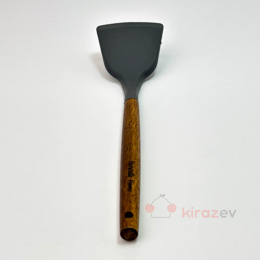 Akasya Saplı Silikon Geniş Spatula - Gri