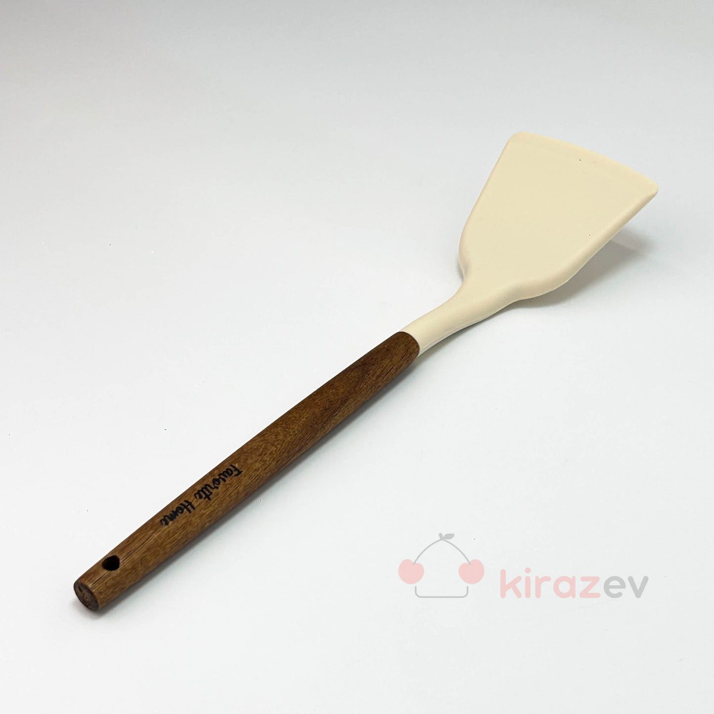 Akasya Saplı Silikon Geniş Spatula – Krem