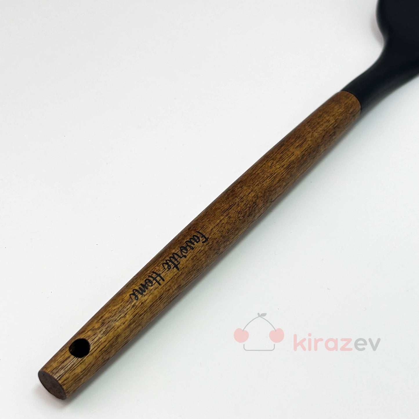 Akasya Saplı Silikon Geniş Spatula – Siyah