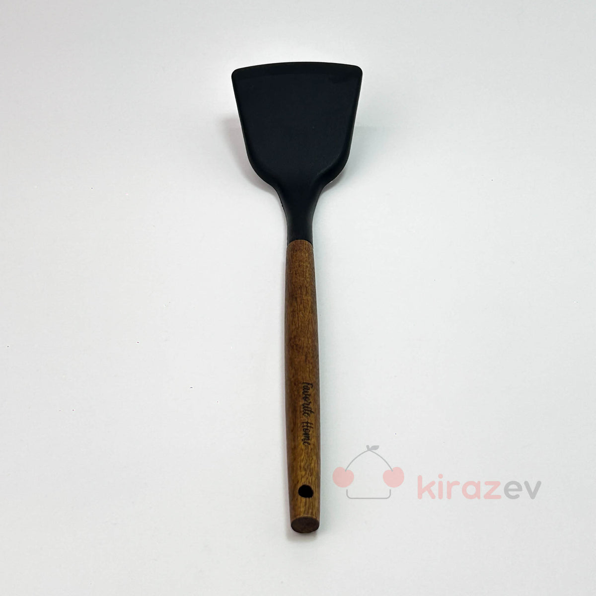 Akasya Saplı Silikon Geniş Spatula – Siyah