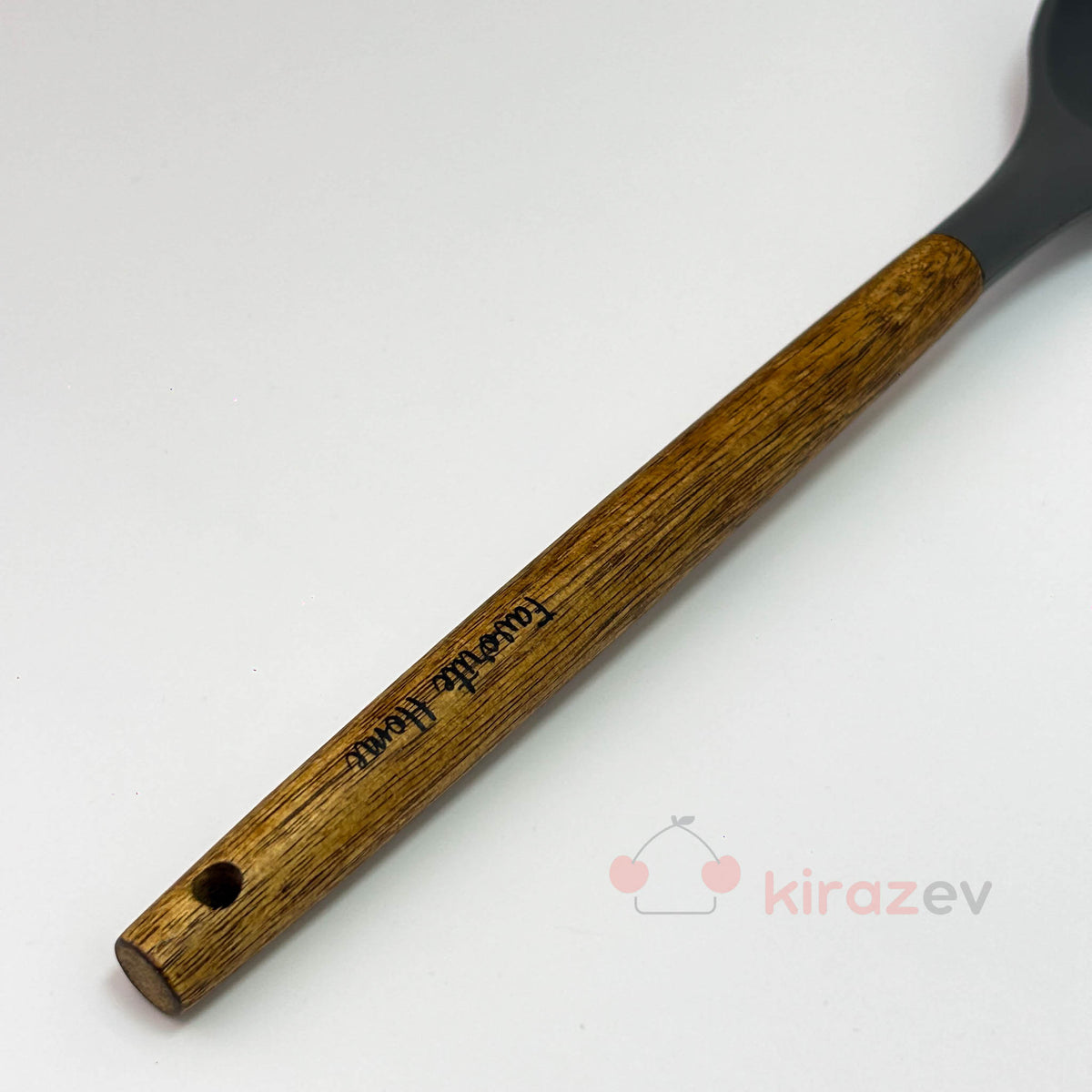 Akasya Saplı Silikon Servis Kaşığı - Gri