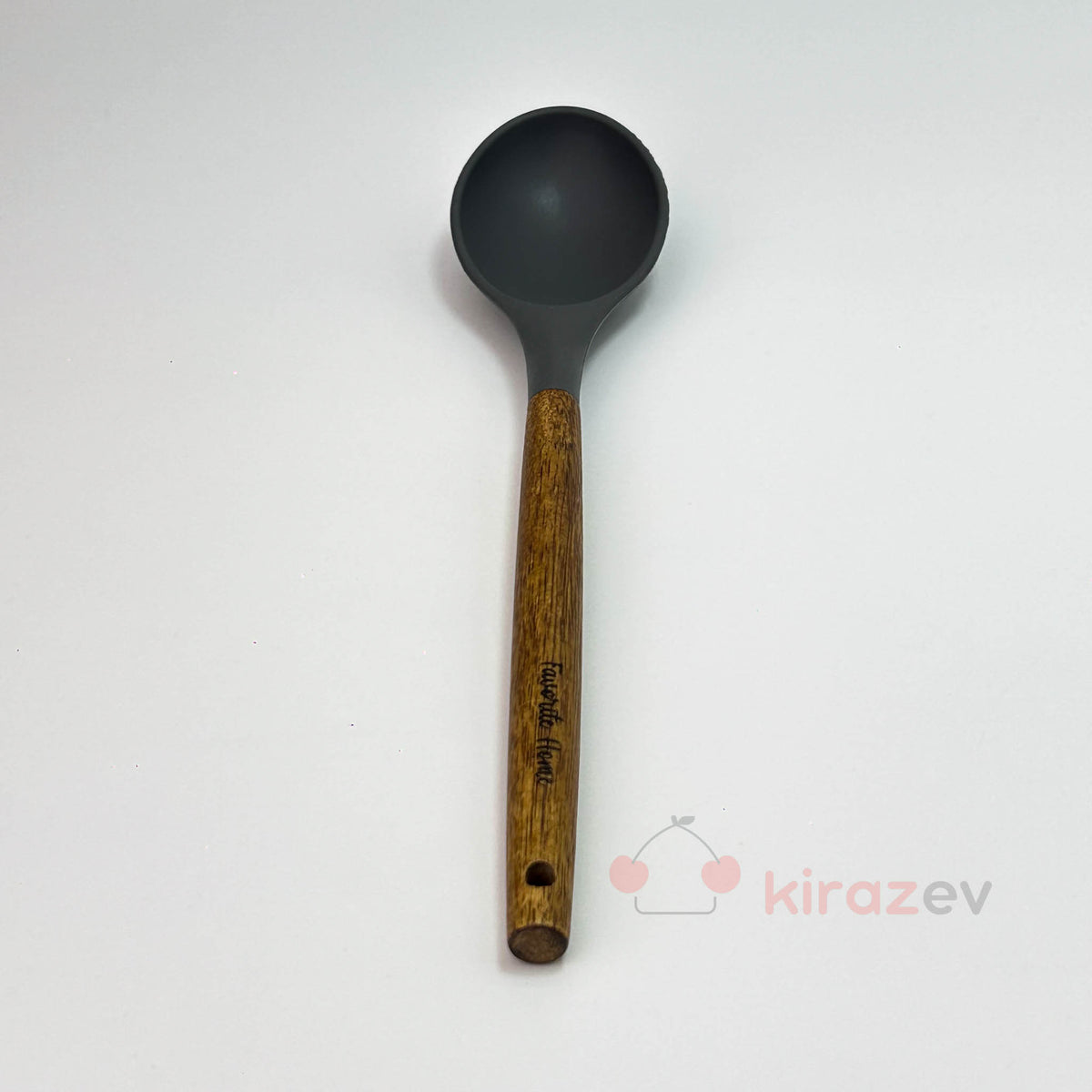 Akasya Saplı Silikon Servis Kaşığı - Gri