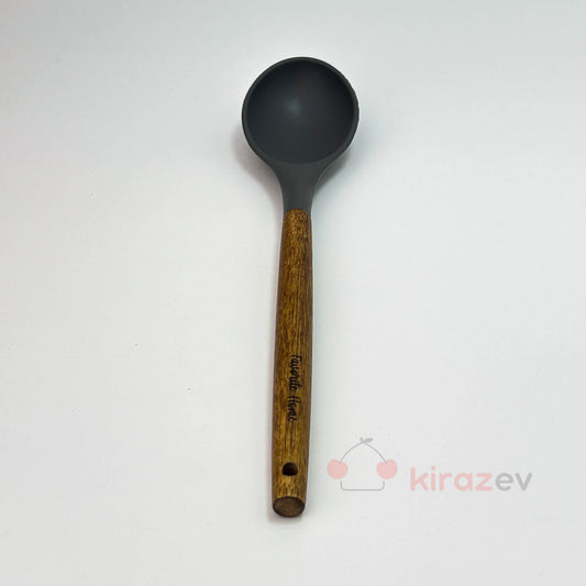 Akasya Saplı Silikon Servis Kaşığı - Gri