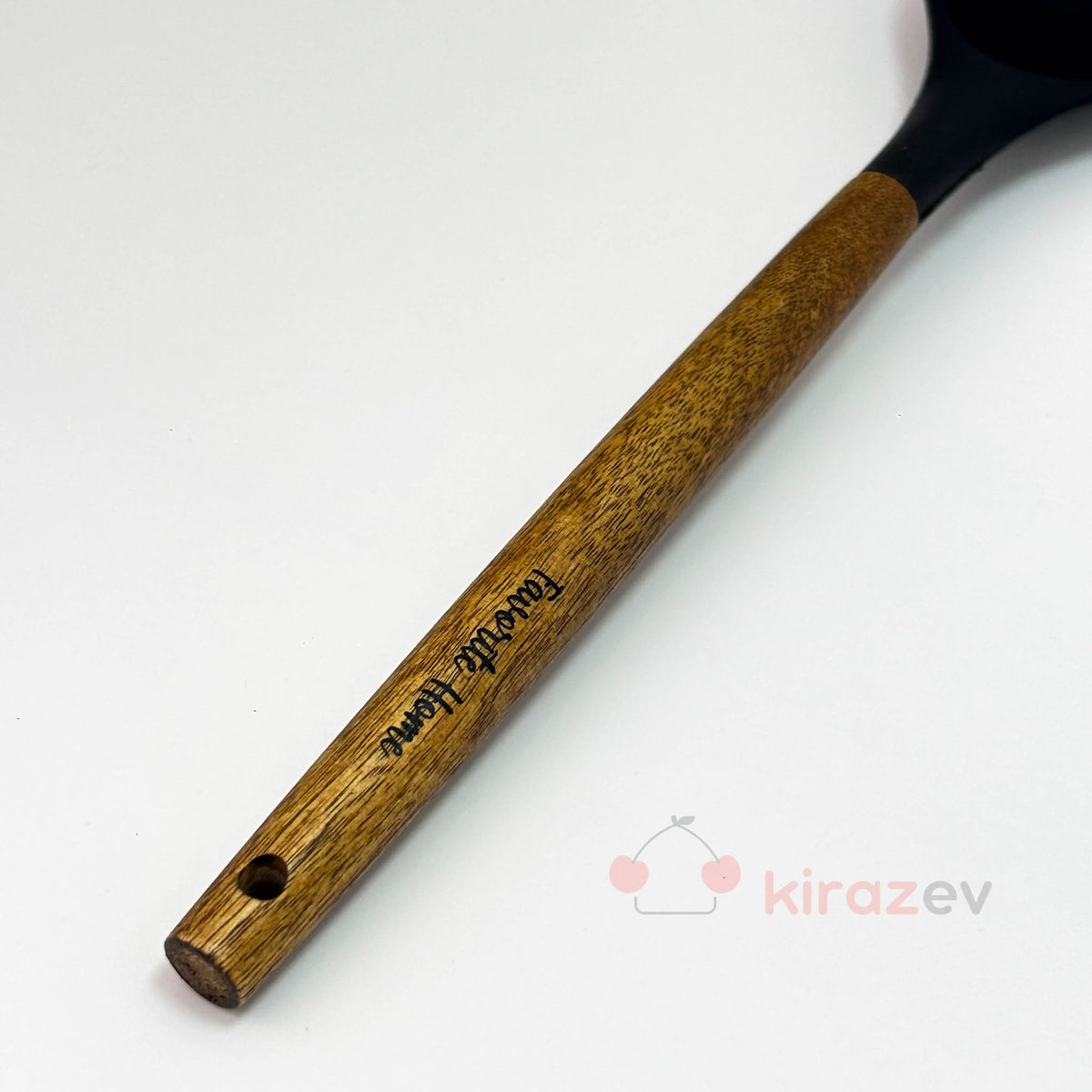 Akasya Saplı Silikon Servis Kaşığı - Siyah