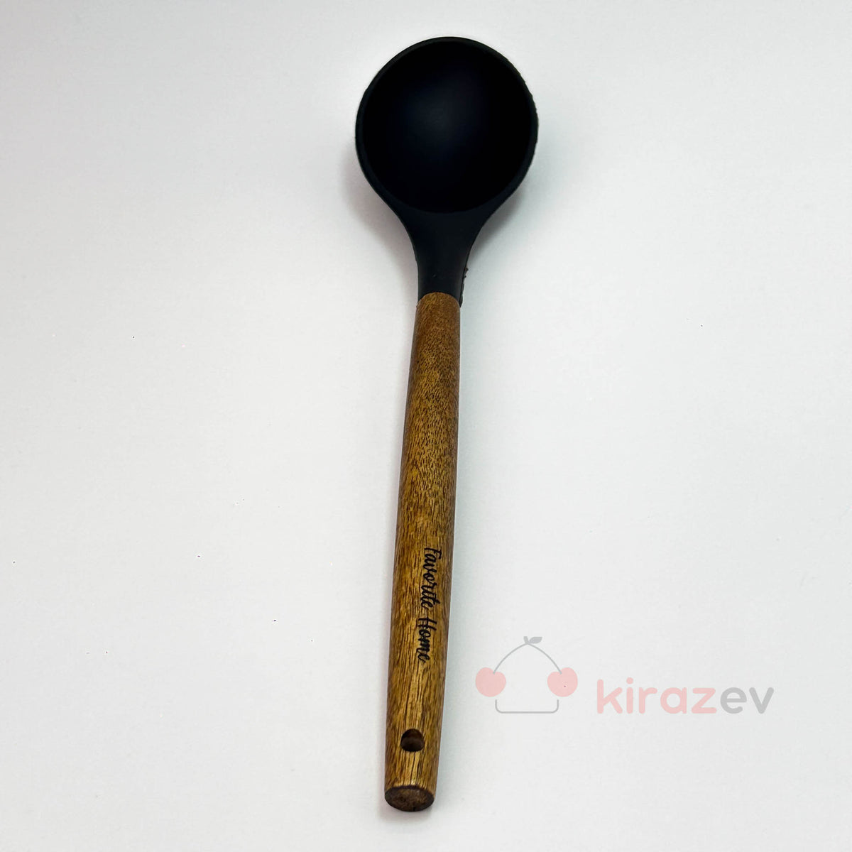 Akasya Saplı Silikon Servis Kaşığı - Siyah