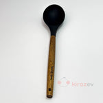Akasya Saplı Silikon Servis Kaşığı - Siyah