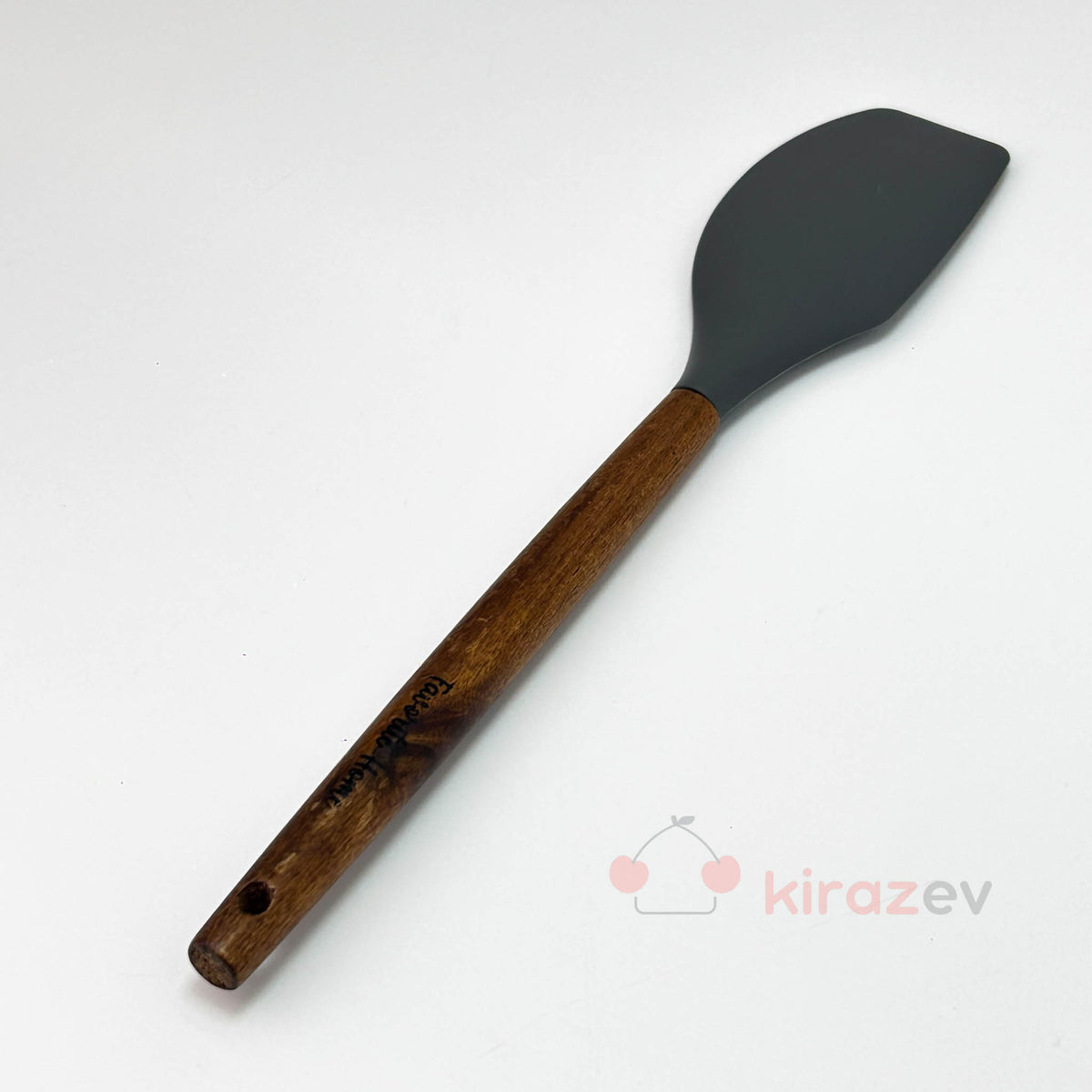 Akasya Saplı Silikon Spatula Gri
