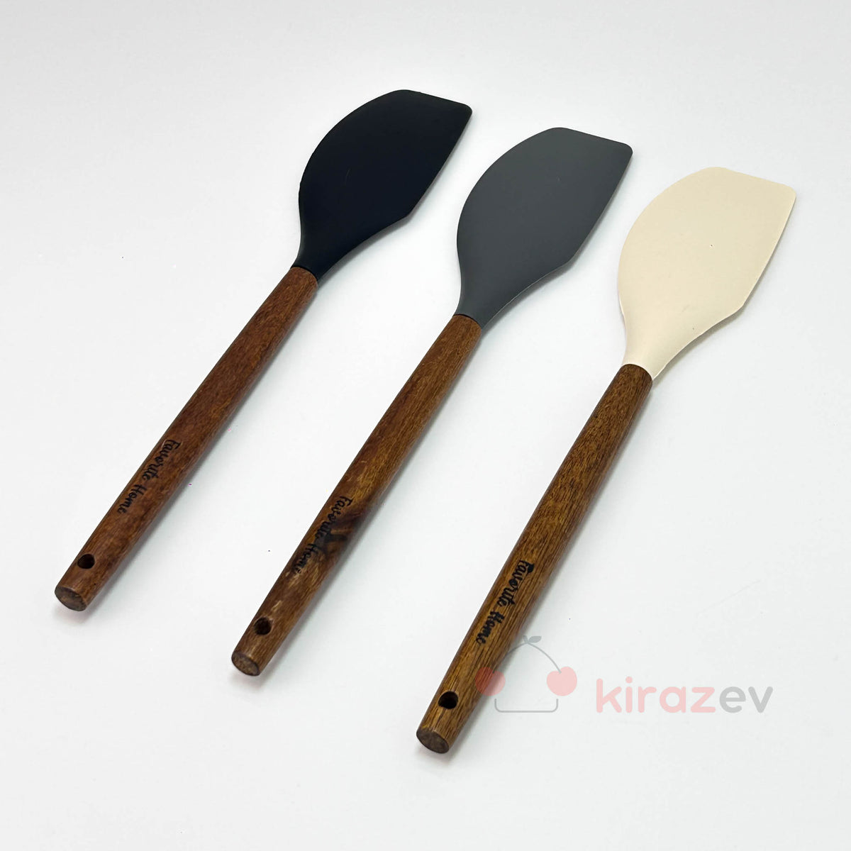 Akasya Saplı Silikon Spatula Gri