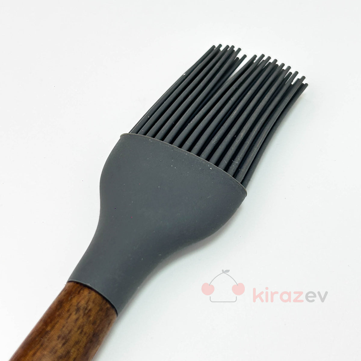 Akasya Saplı Silikon Yumurta Fırçası - Gri