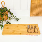 Bambu Peynir Sunum Tahtası – 3 Bıçaklı Servis Seti