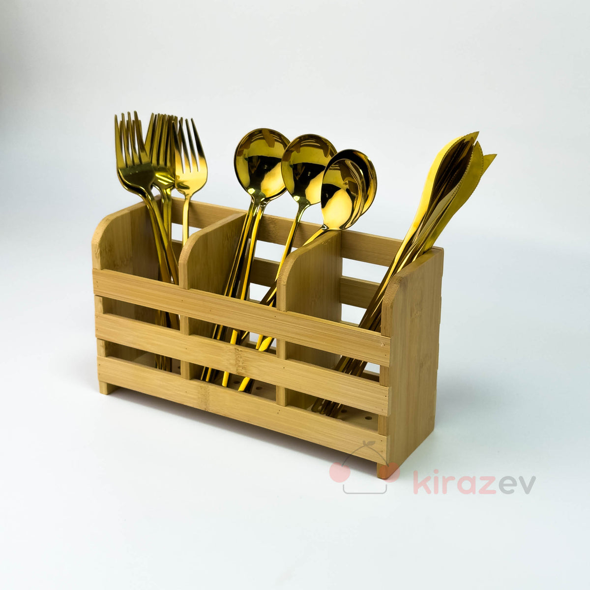 Bambu 3 Bölmeli Dikey Kaşıklık