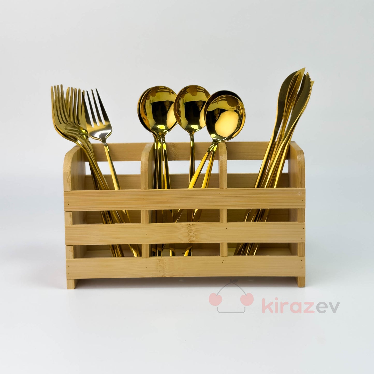 Bambu 3 Bölmeli Dikey Kaşıklık