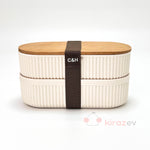 Bambu Kapaklı İkili Saklama Kabı