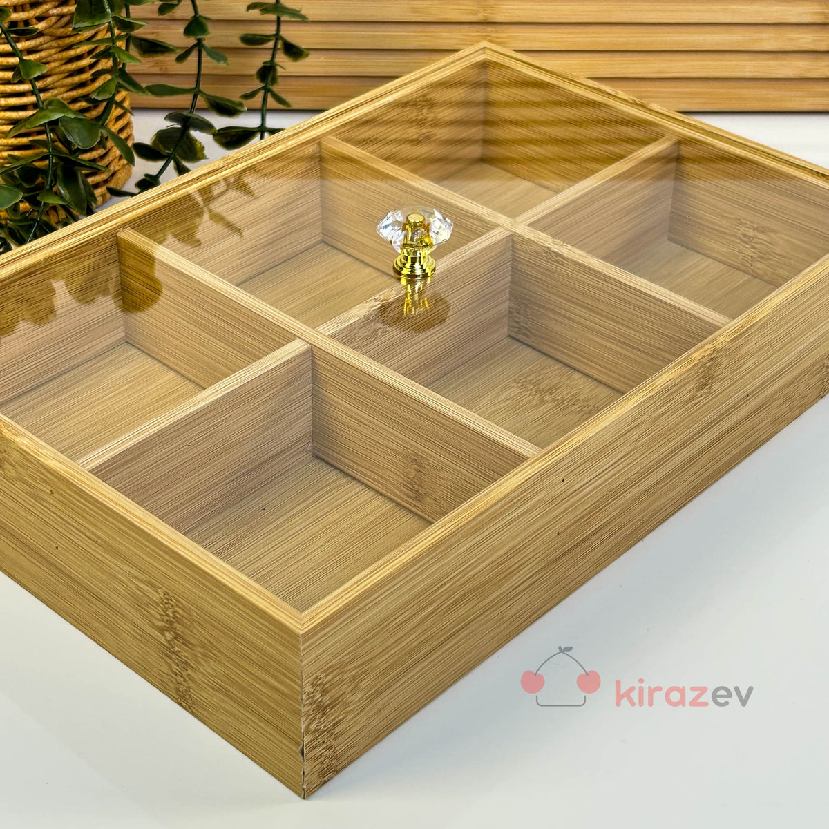 Bambu Kapaklı 6 Bölmeli Çerezlik