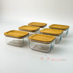 Cam Saklama Kabı Seti Bambu Kapaklı 6’lı