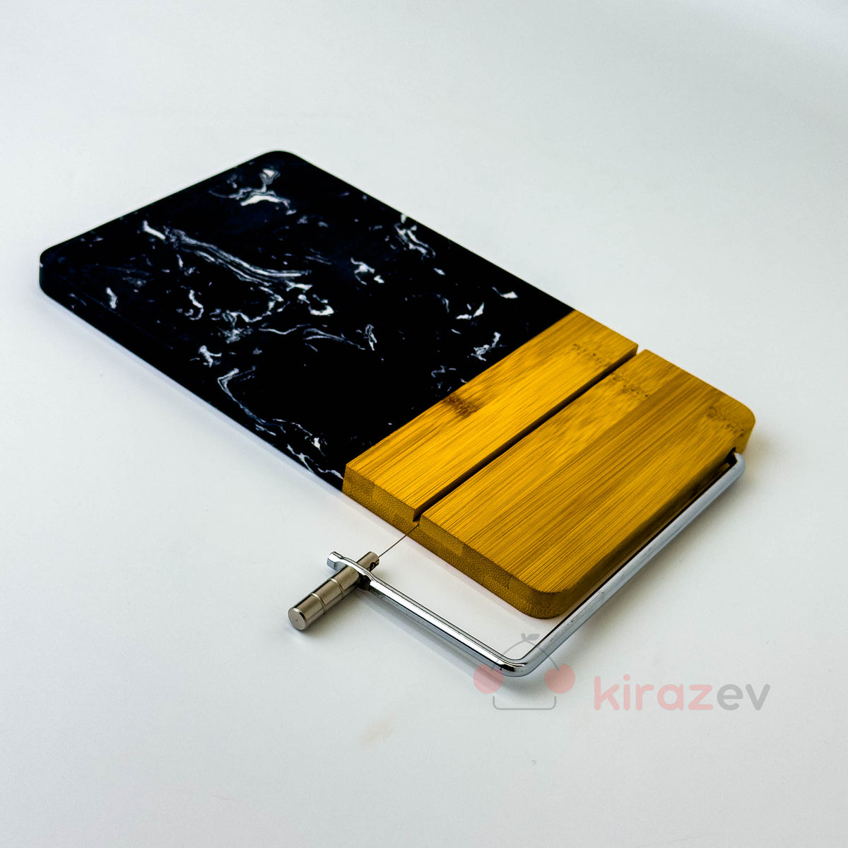 Bambu Mermer Telli Peynir Kesme Panosu – Siyah