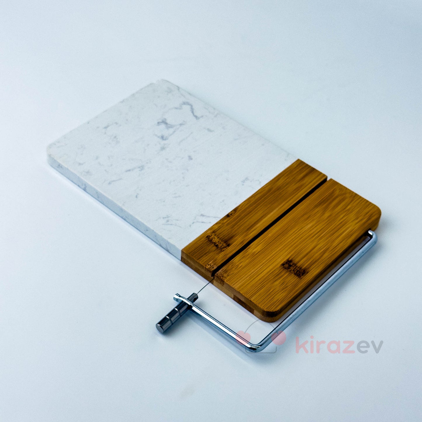 Bambu Mermer Telli Peynir Kesme Panosu – Beyaz