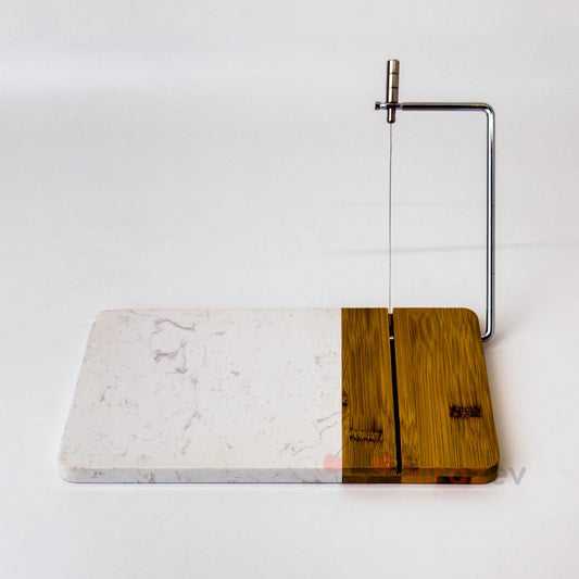 Bambu Mermer Telli Peynir Kesme Panosu – Beyaz