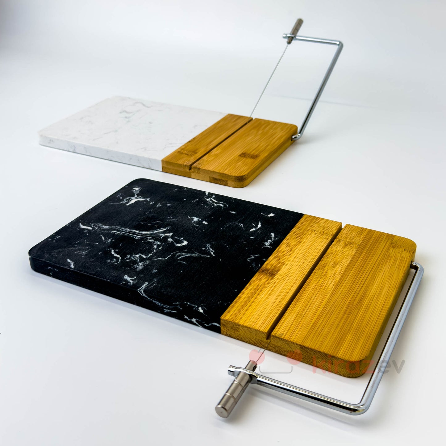 Bambu Mermer Telli Peynir Kesme Panosu – Siyah