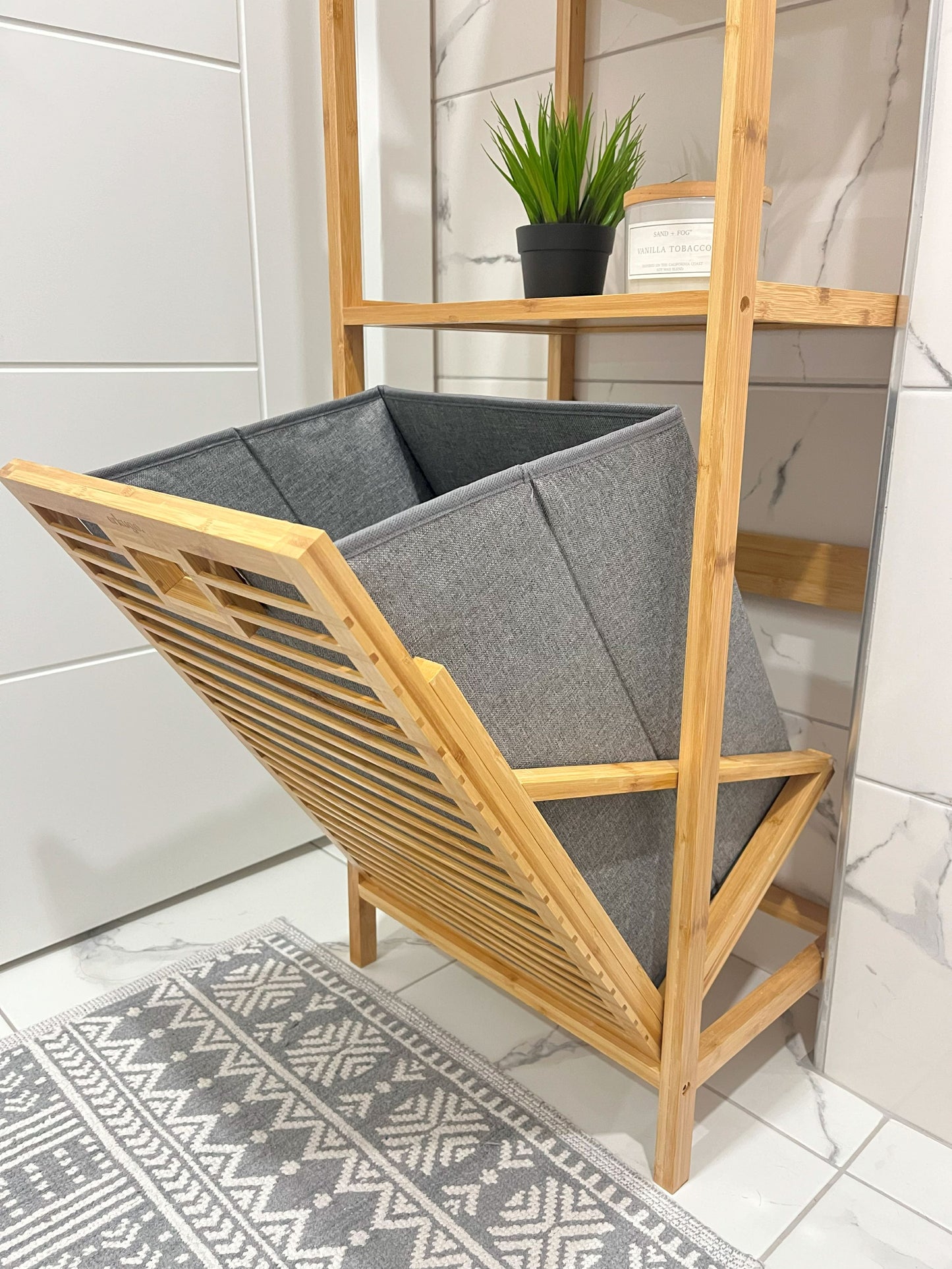 Bambu Kirli Sepeti 3 Raflı Banyo Düzenleyici Organizer Raf