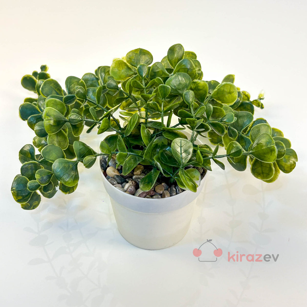 Beyaz Saksılı Yeşil Okaliptus Sarkıt Yapay Bitki